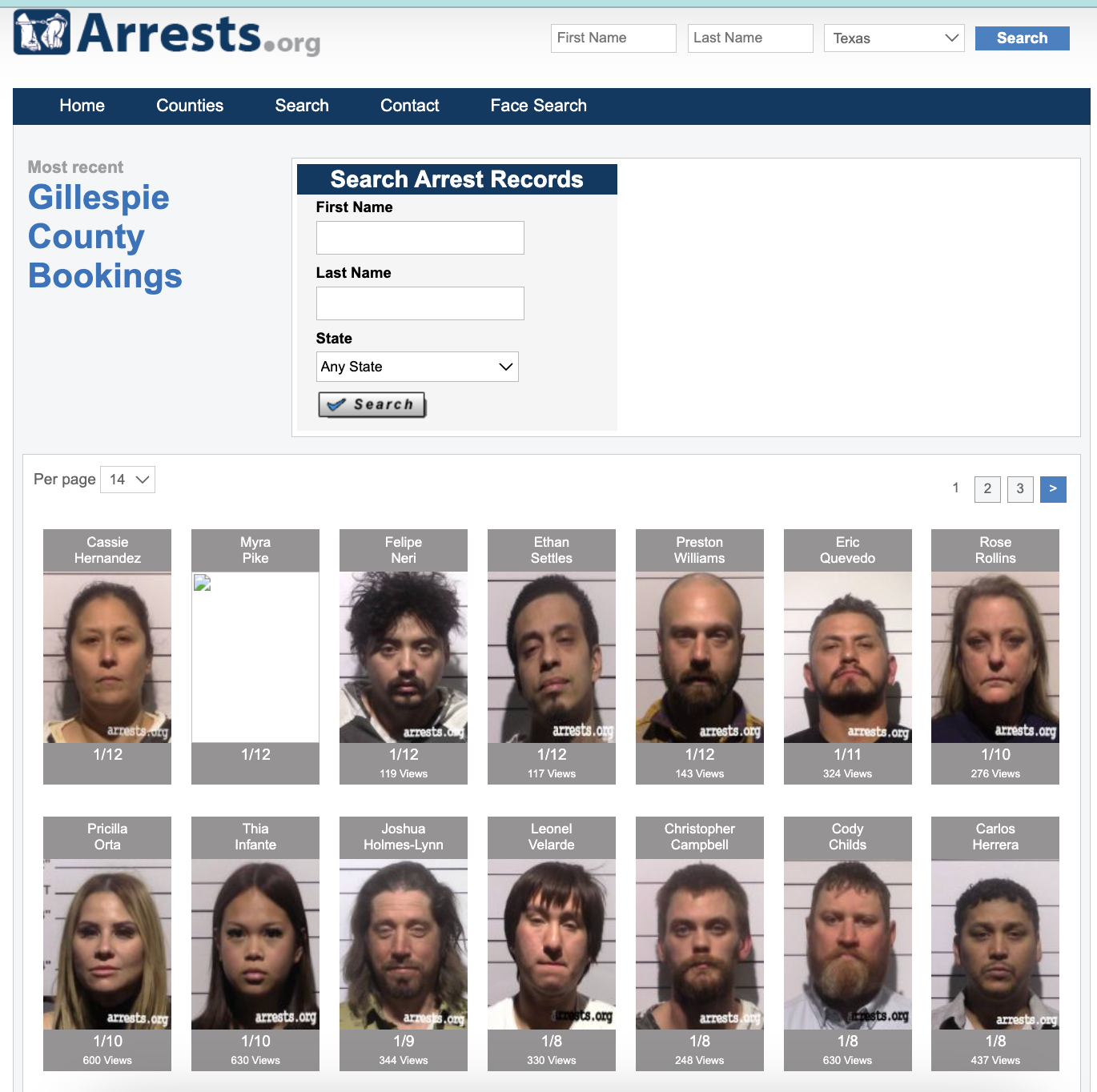 Texas arrests org Gillespie