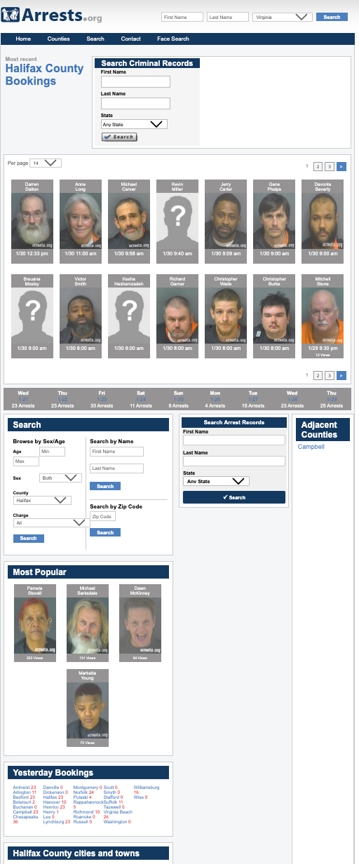 Halifax VA Arrests Org