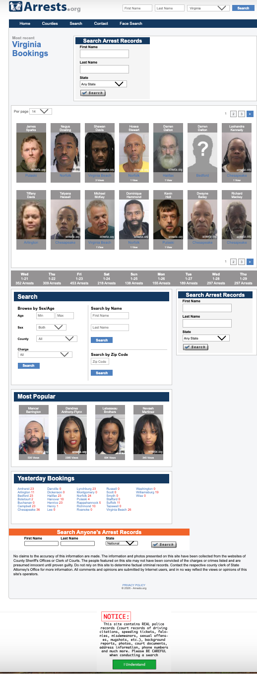 Virginia Arrest Org Lynchburg VA