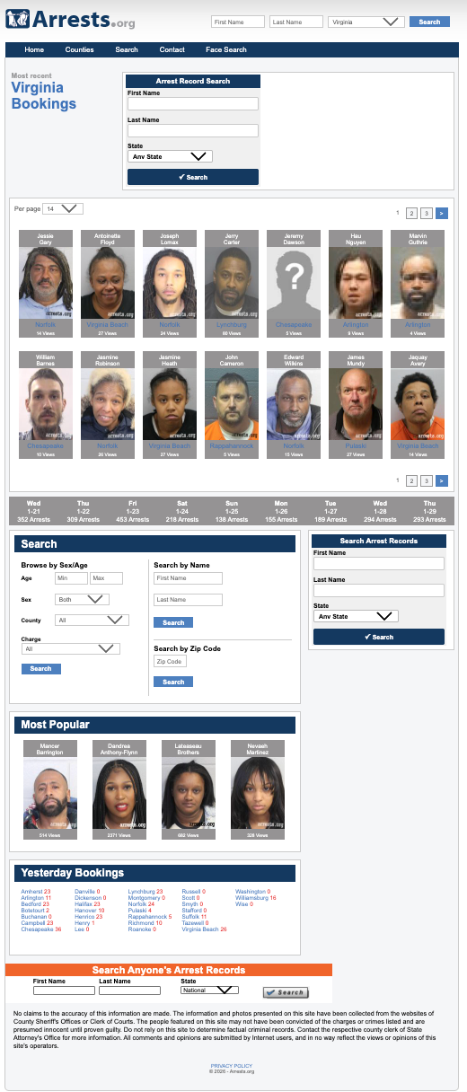 Arrests Org Bedford VA